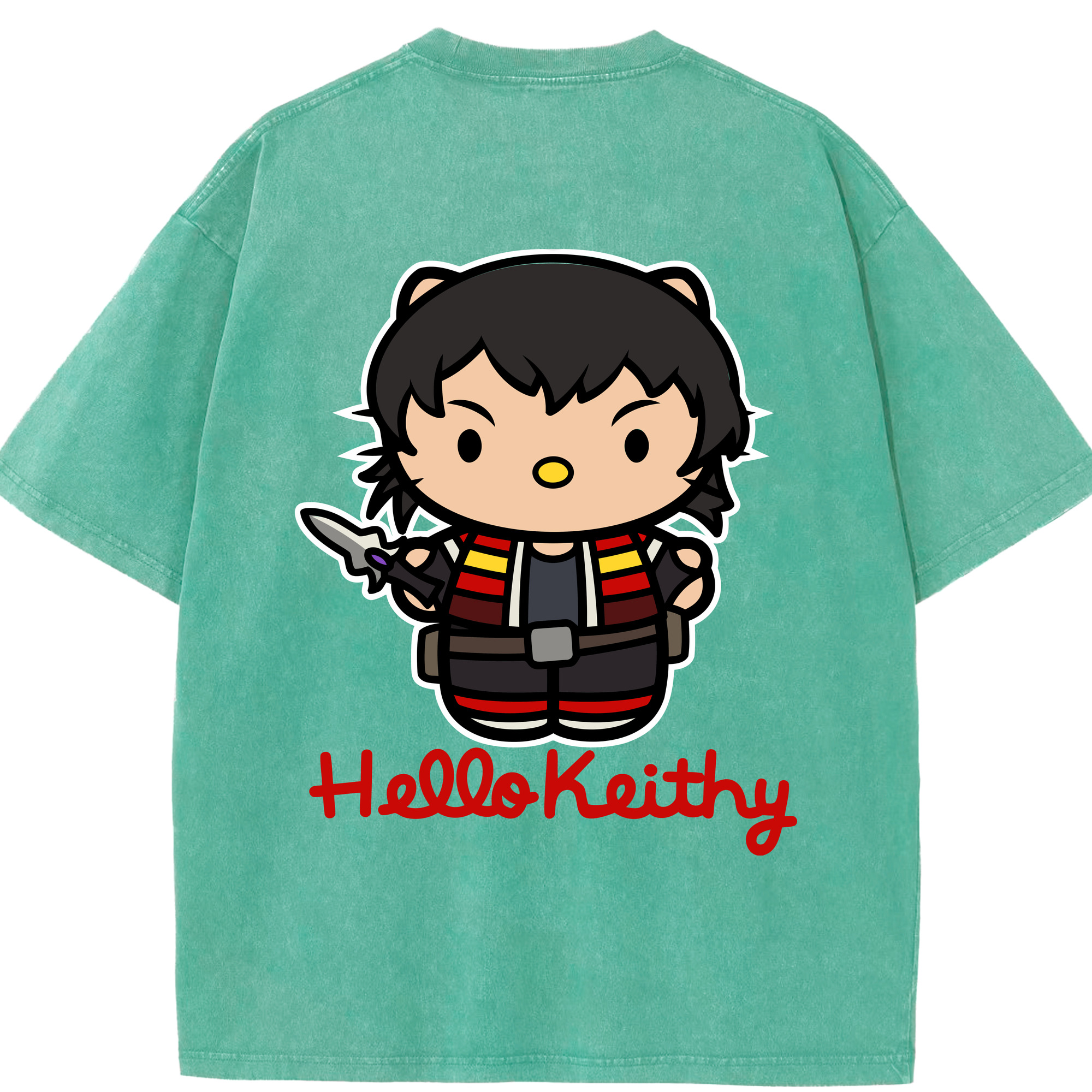 （画像用） Hello Kitty ハローキティ 綿100% ヴィンテージ風 半袖Tシャツ（背面プリント）